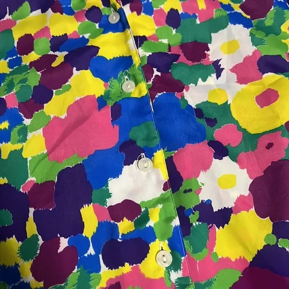 Vintage 80s Shapely women’s button up neon abstract top colorful art shirt - Picture 3 of 6